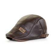 Retro men's leather beret hat (set of 2) - Callum