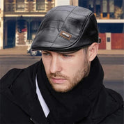 Retro men's leather beret hat (set of 2) - Callum