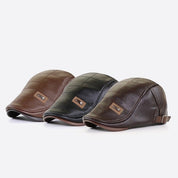 Retro men's leather beret hat (set of 2) - Callum