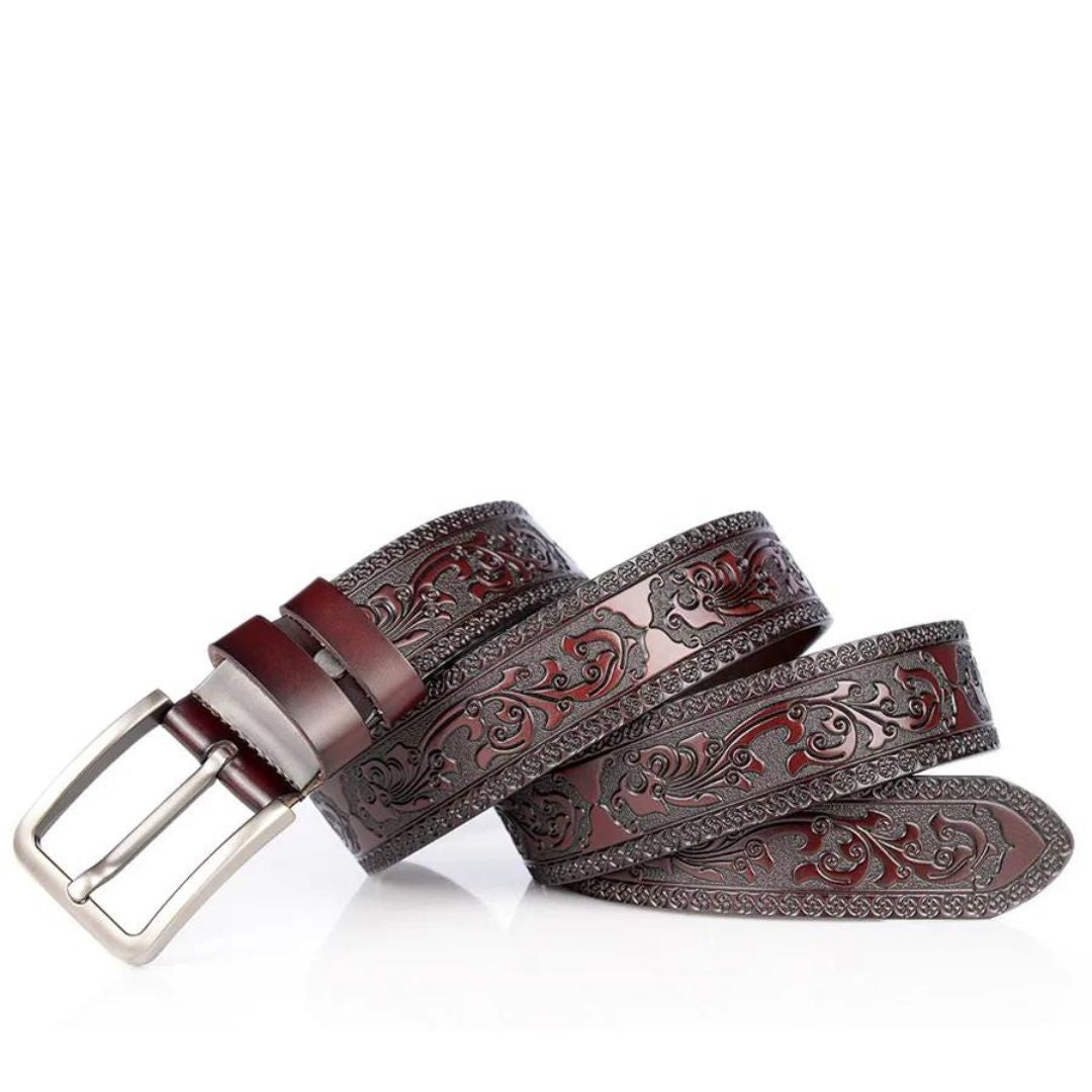 Classic embossed leather belt - Abel