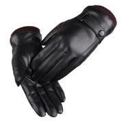 Black leather unisex gloves - Patrick