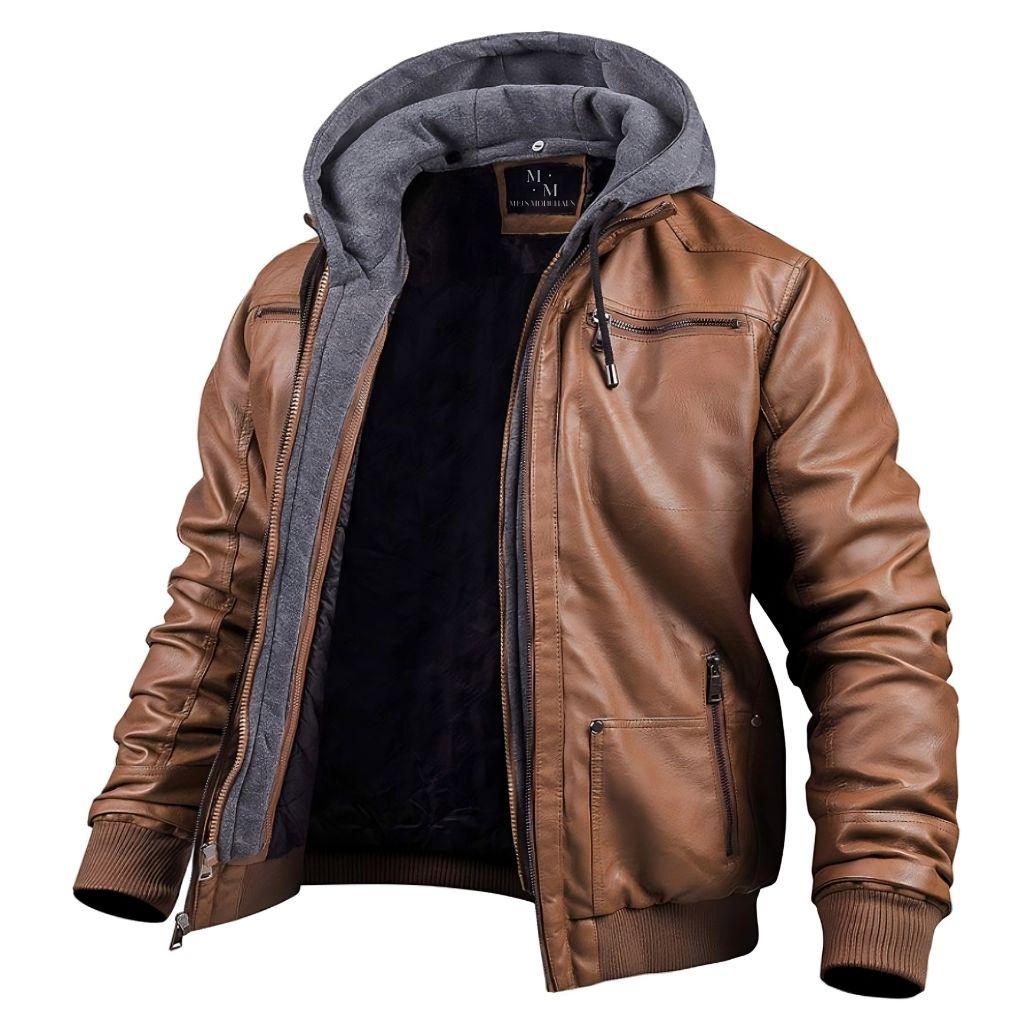 Stylish hooded leather jacket - Jameson