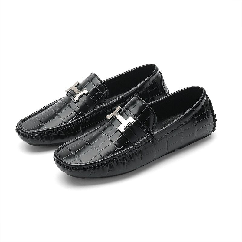 Orthopedic leather loafer in crocodile style - Atticus