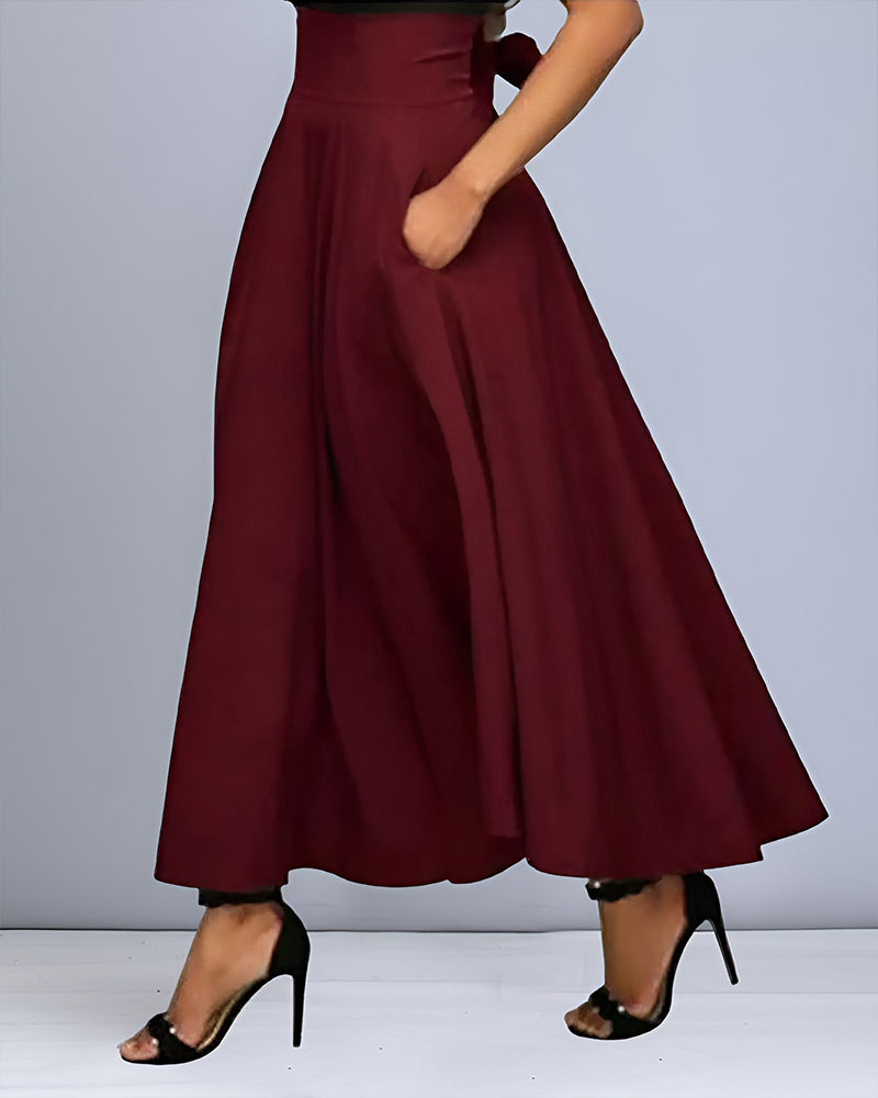 Elegant skirt with belt and bow - Monroe