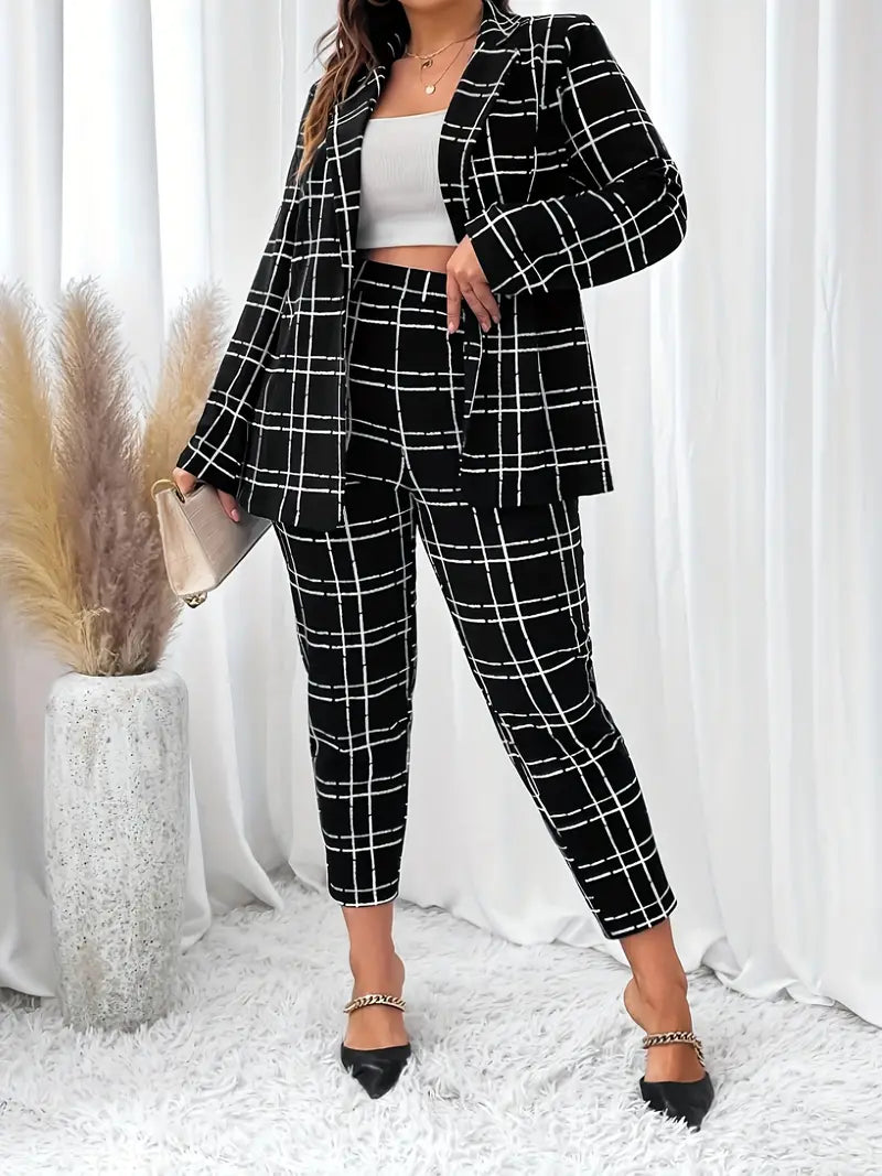 Stylish checkered blazer set - Cora