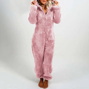 Women's pajama set with fluffy hood - Amaya