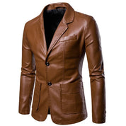 Men's PU leather revers jacket - Aziel