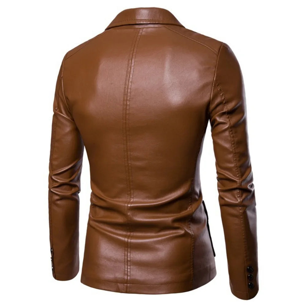 Men's PU leather revers jacket - Aziel