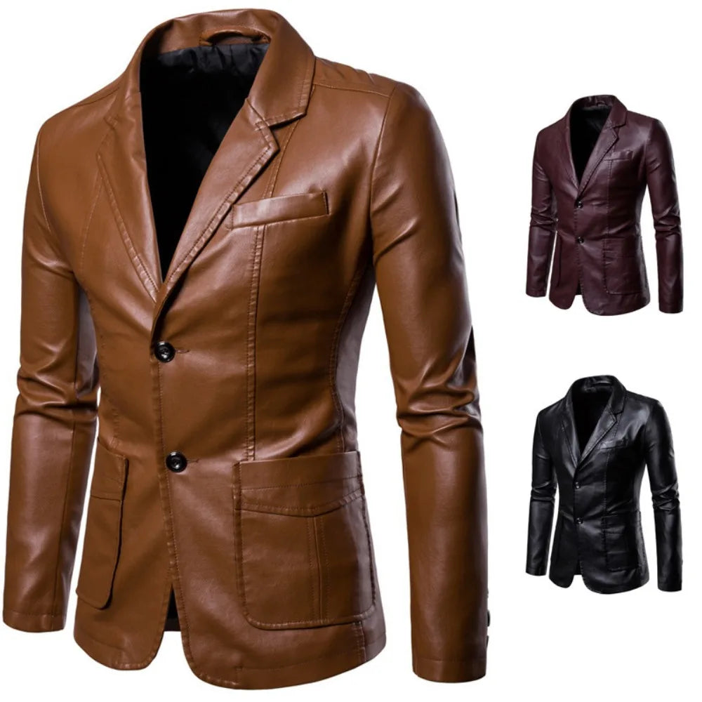 Men's PU leather revers jacket - Aziel