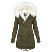 Stylish warm jacket with fur hood - Evelyn