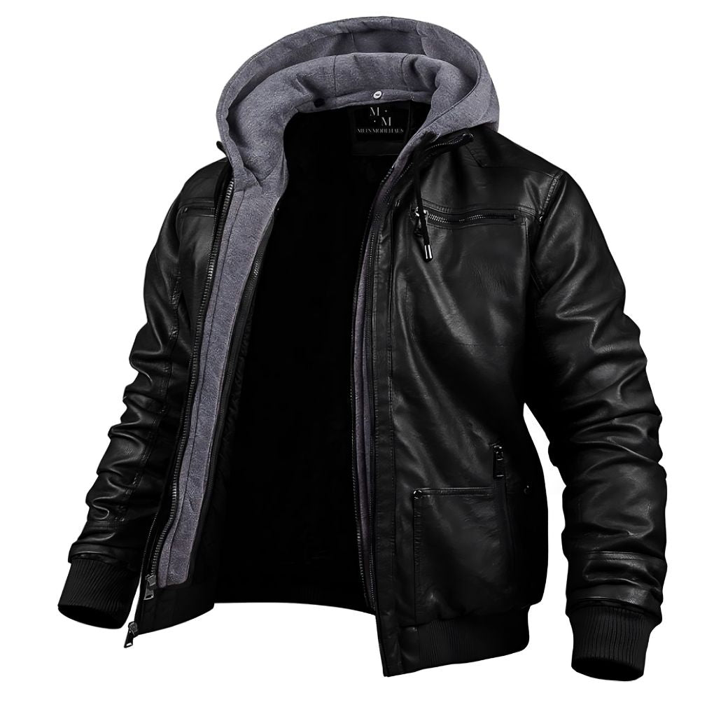 Stylish hooded leather jacket - Jameson