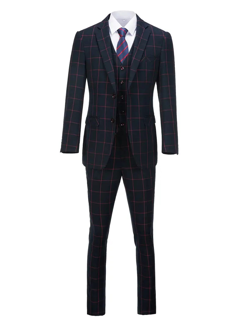 Men's retro checked single-breasted suit - Rhett