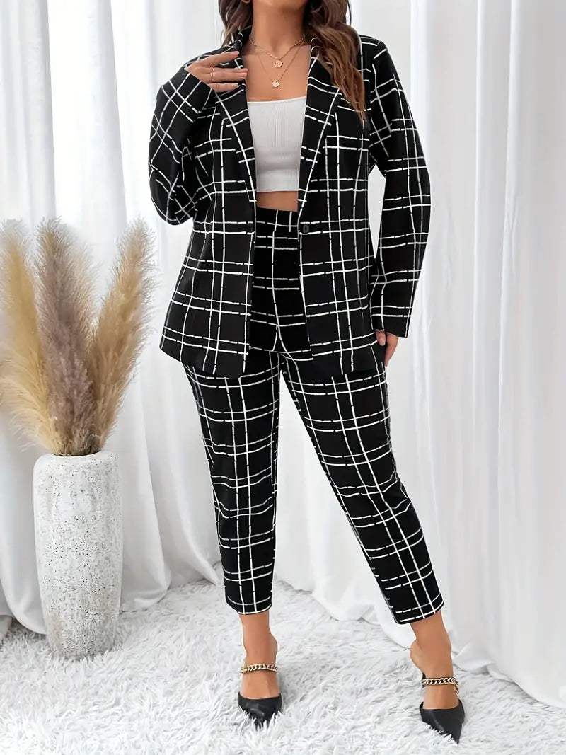 Stylish checkered blazer set - Cora