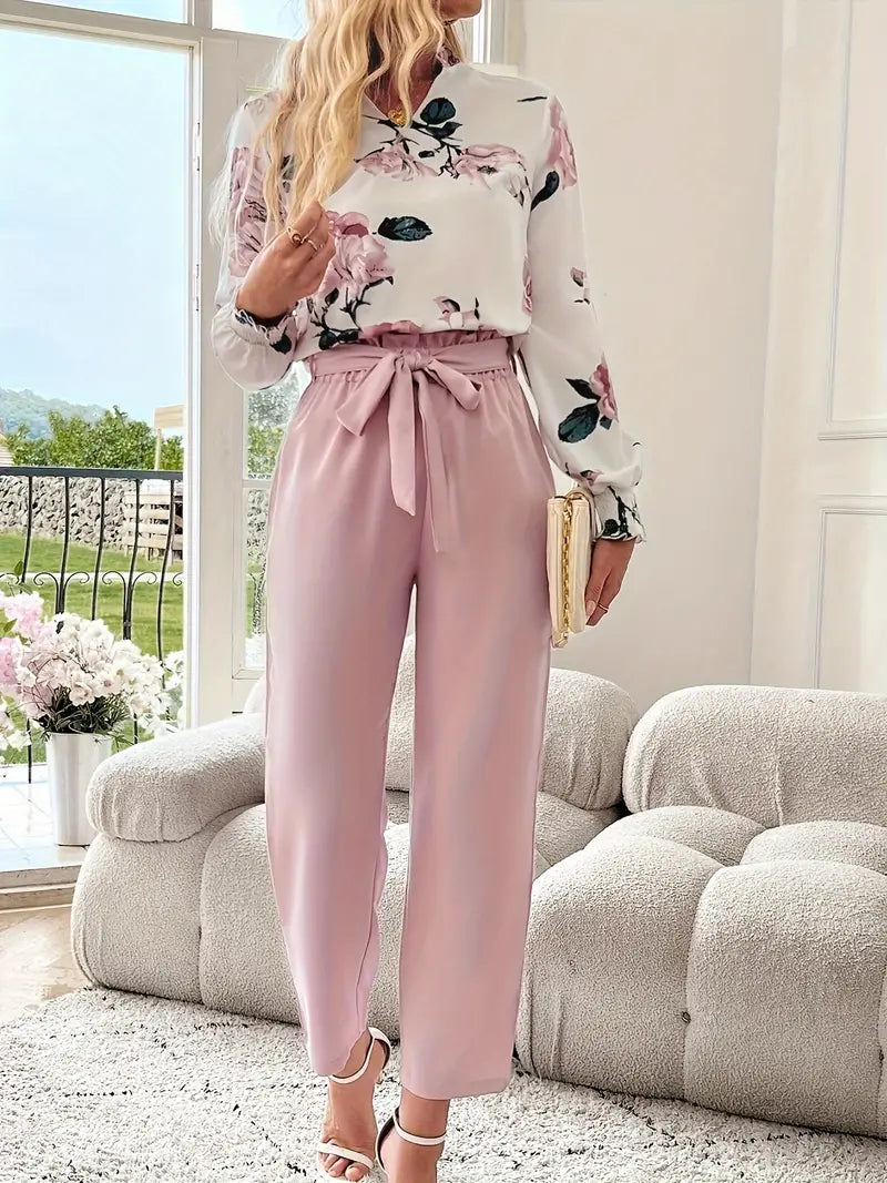 Stylish two-piece set with floral print - Aubrey