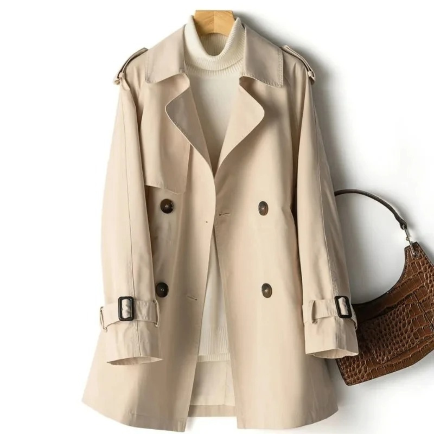 Elegant half-length casual trench coat - Marlee