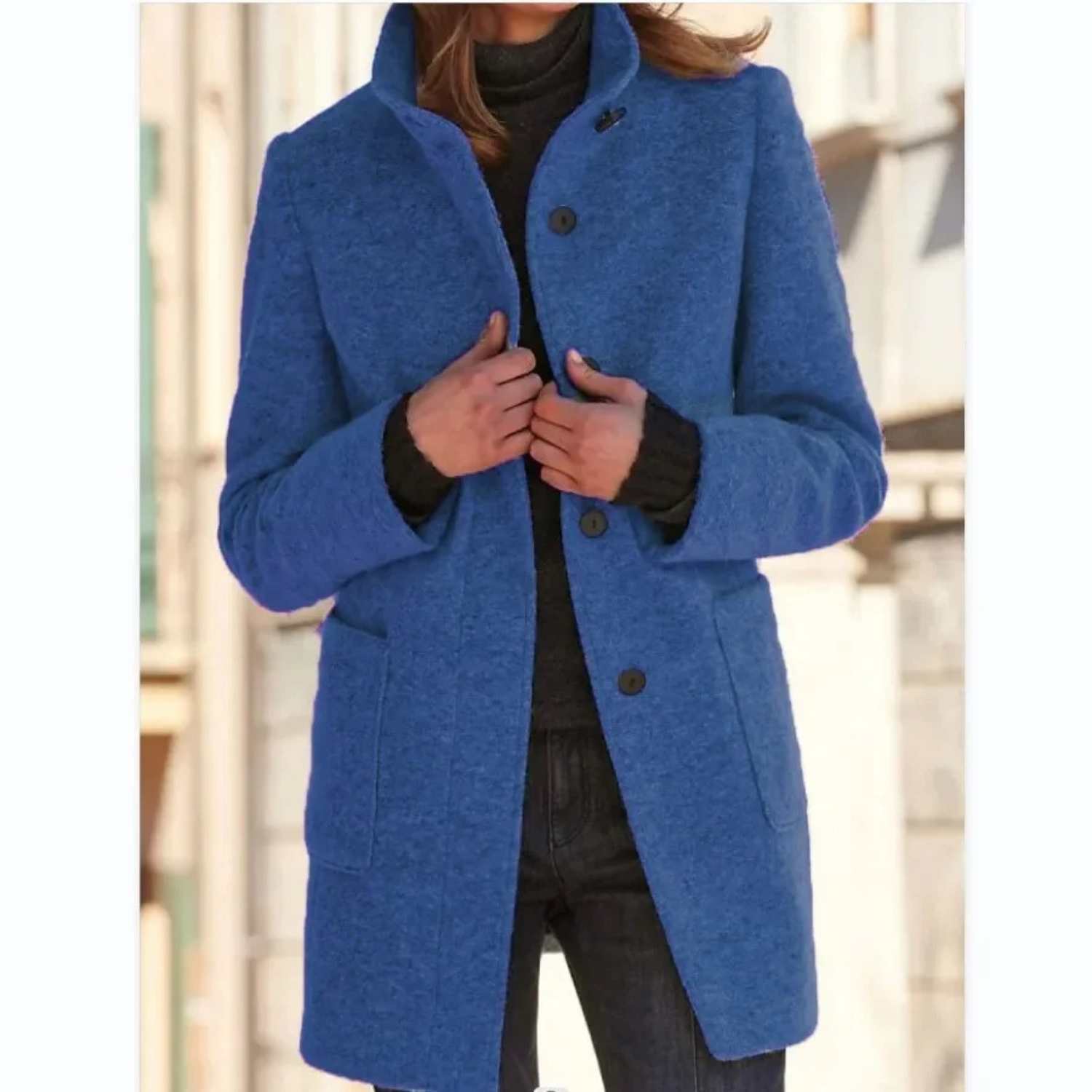 Standing collar vintage wool coat - Vanessa