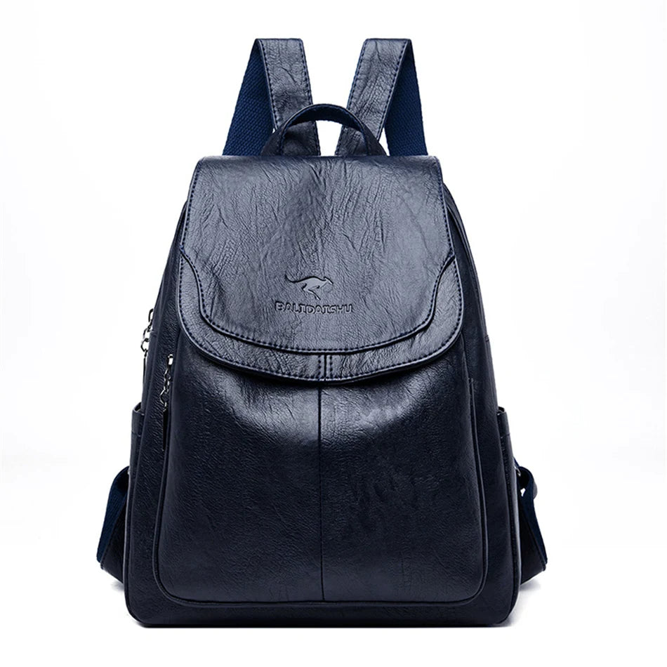 Anti-theft leather backpack - Juliette