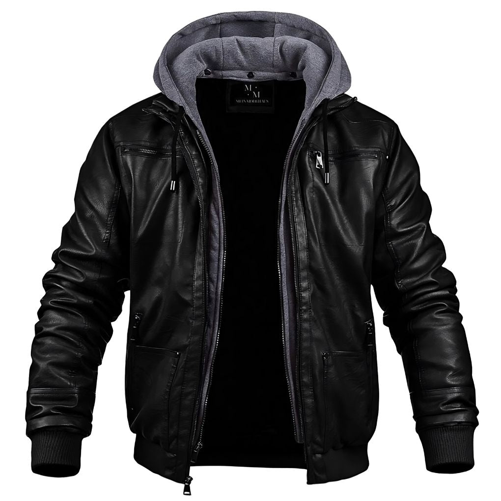 Stylish hooded leather jacket - Jameson