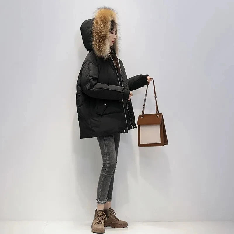 Warm faux fur hooded jacket - Astrid