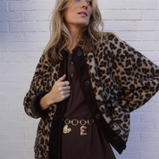 Leopard print round neck jacket - Maxine