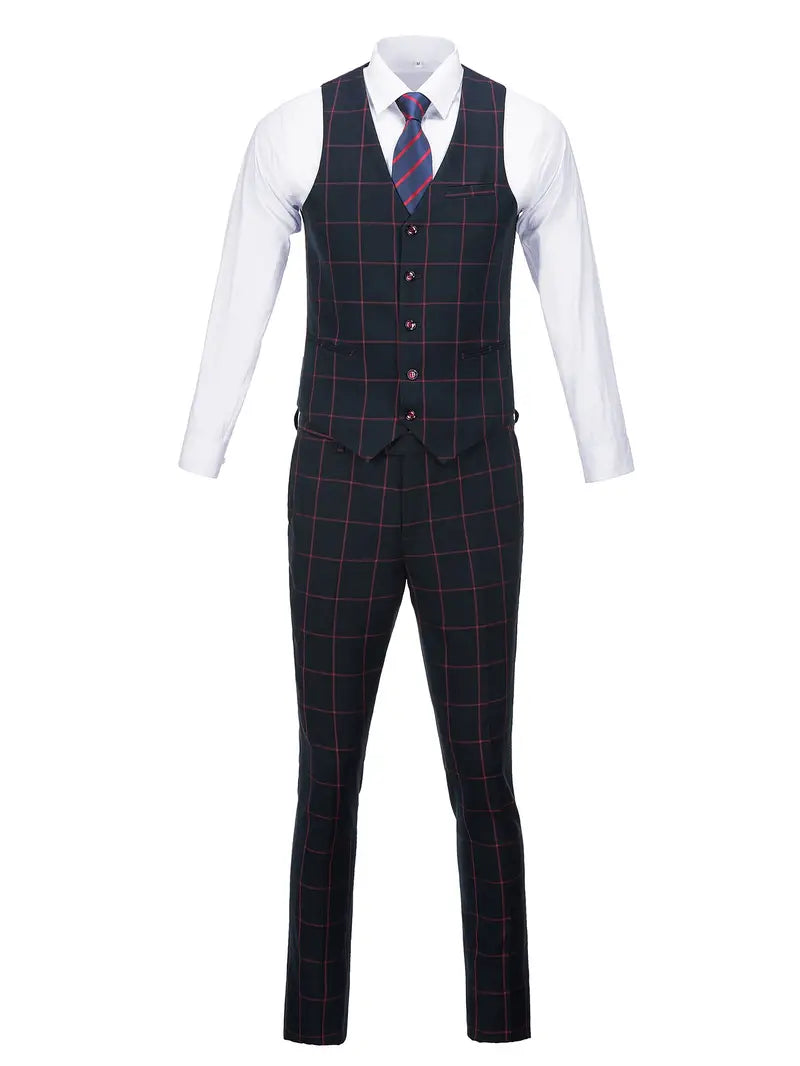 Men's retro checked single-breasted suit - Rhett