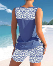 Swimsuit with geometric print and v-neckline - Ember