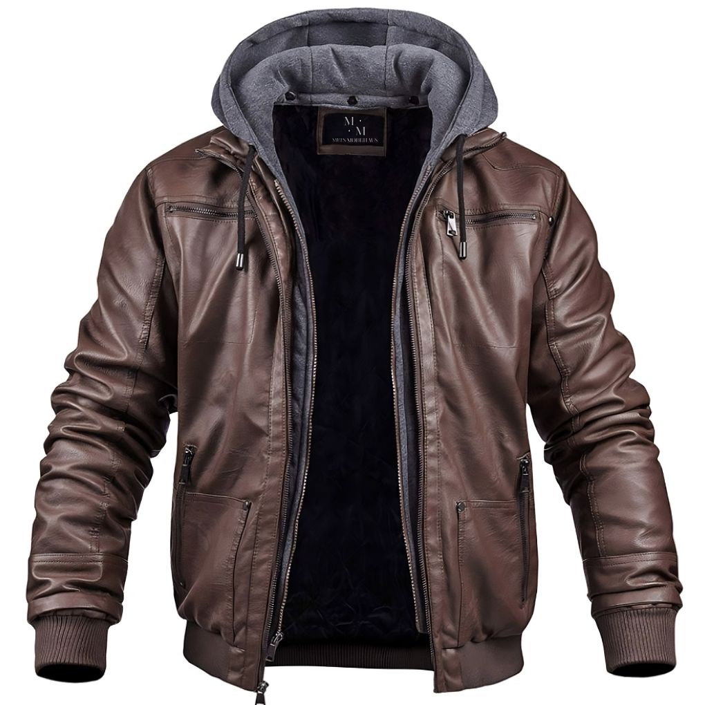 Stylish hooded leather jacket - Jameson