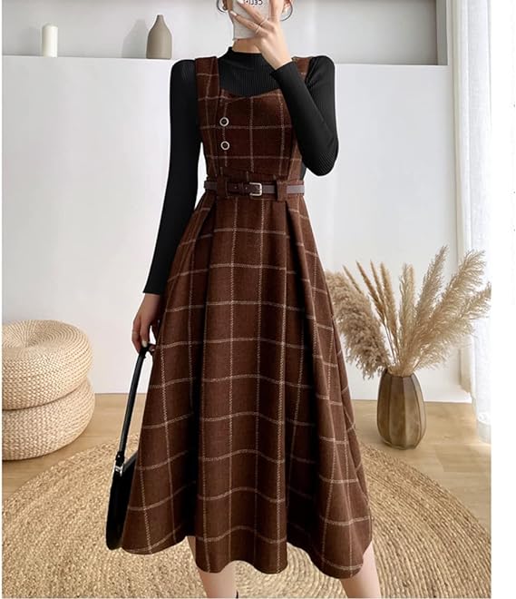 Stylish vintage checked dress - Alondra