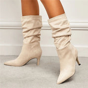 Suede mid-calf high heels boots  - Callie