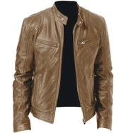 Stand-up collar leather jacket - Dallas