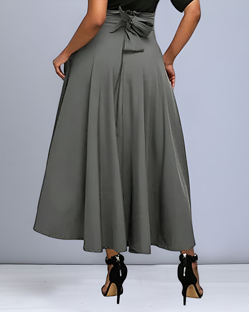 Elegant skirt with belt and bow - Monroe