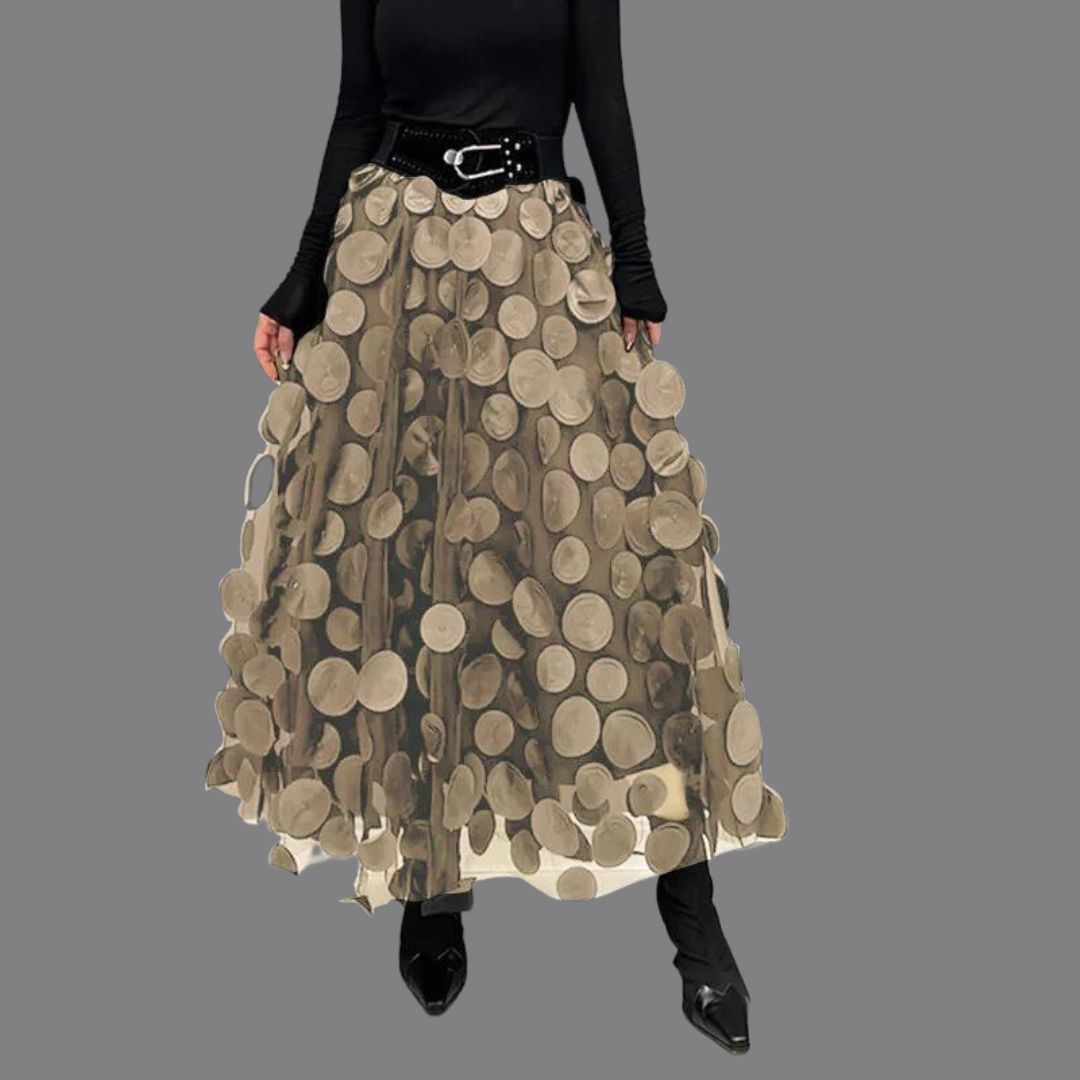 Stylish long skirt with polka dots - Lainey