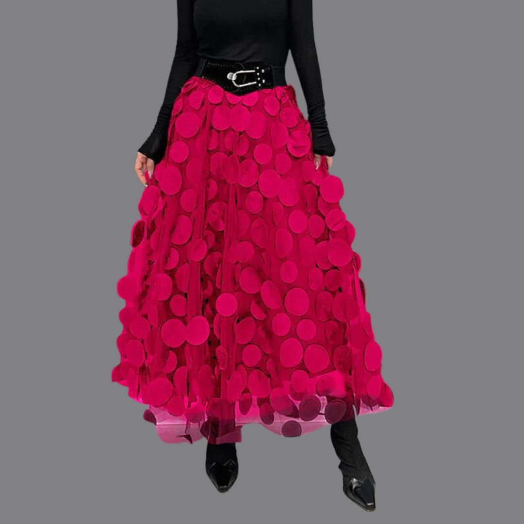 Stylish long skirt with polka dots - Lainey