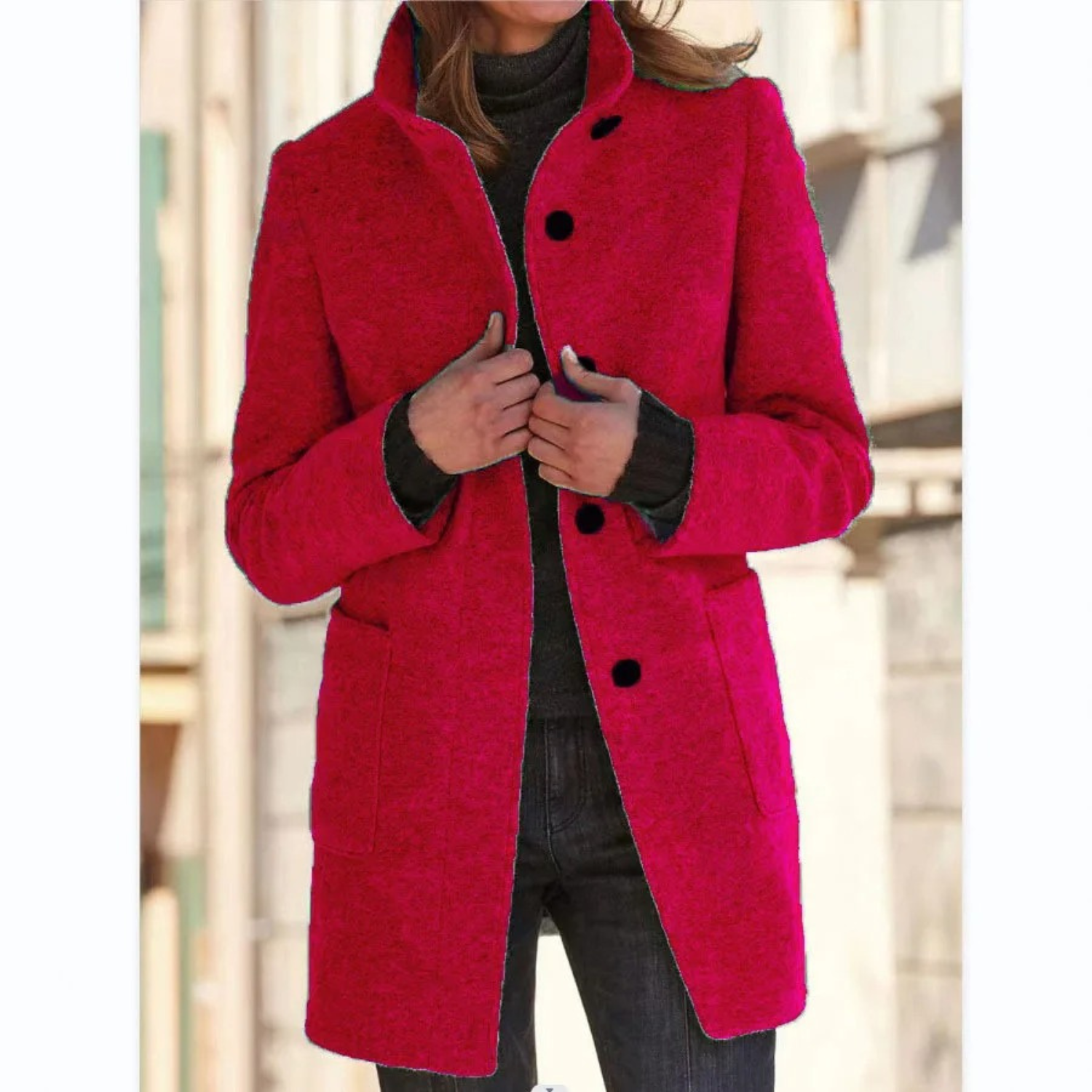 Standing collar vintage wool coat - Vanessa