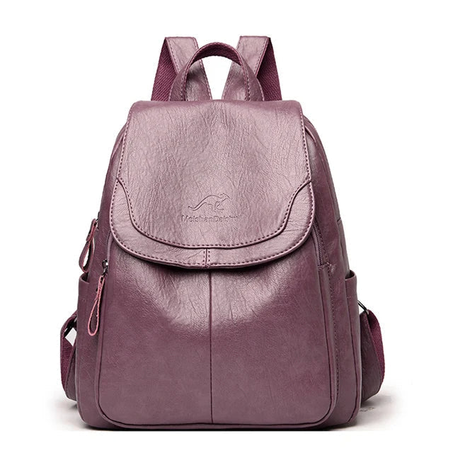 Anti-theft leather backpack - Juliette