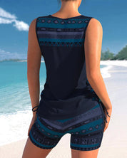 Swimsuit with geometric print and v-neckline - Ember