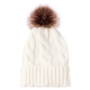 Warm beanie with fur ball - Lilah