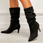 Suede mid-calf high heels boots  - Callie