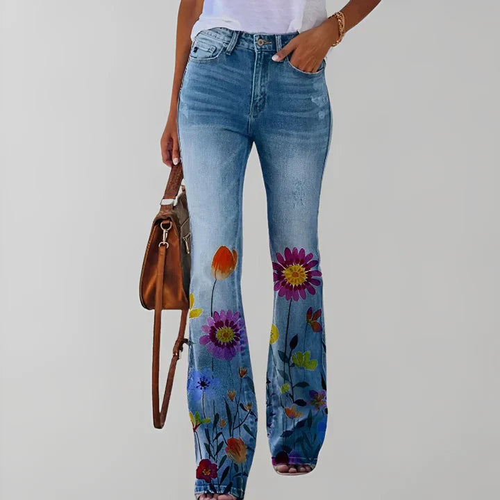 Straight leg jeans with floral print - Ryleigh