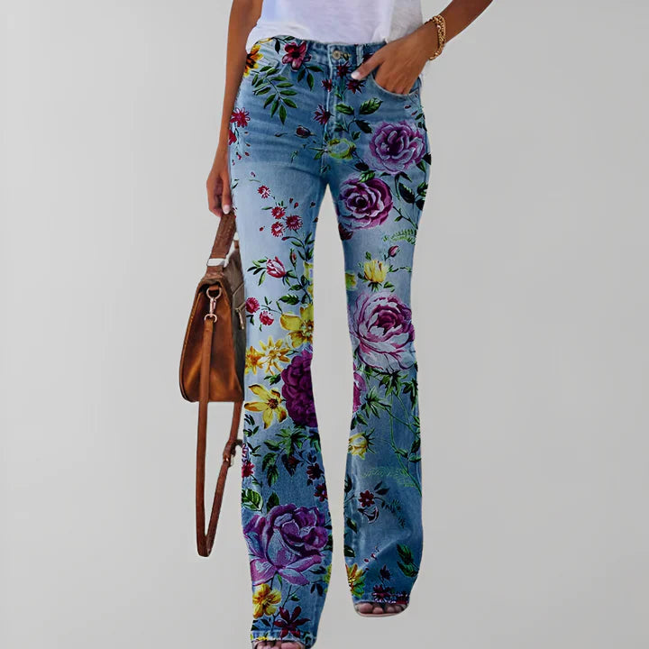 Straight leg jeans with floral print - Ryleigh