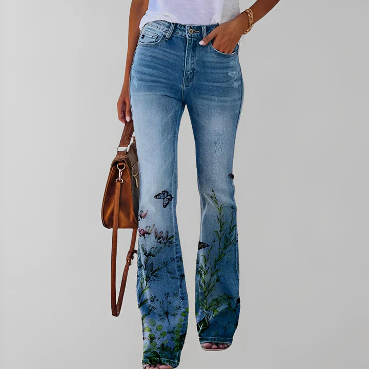 Straight leg jeans with floral print - Ryleigh