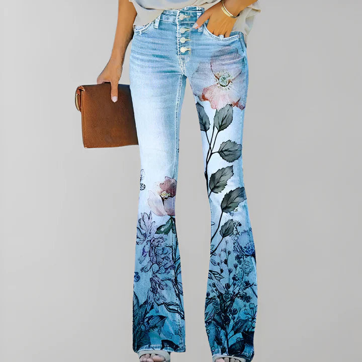 Straight leg jeans with floral print - Ryleigh