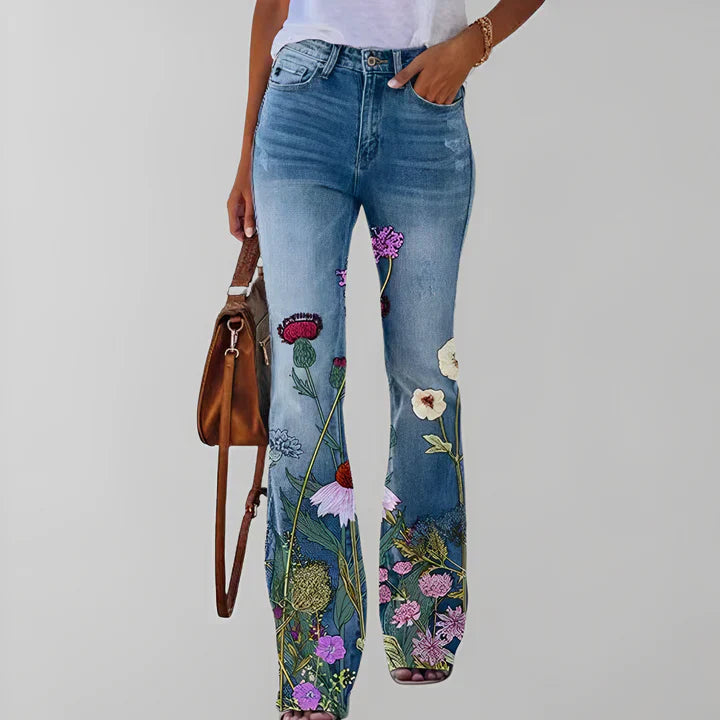 Straight leg jeans with floral print - Ryleigh