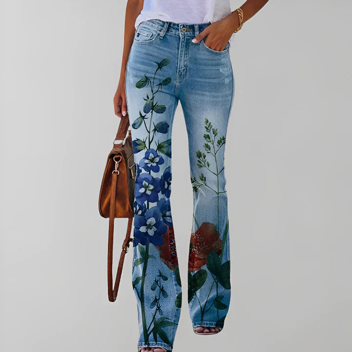 Straight leg jeans with floral print - Ryleigh