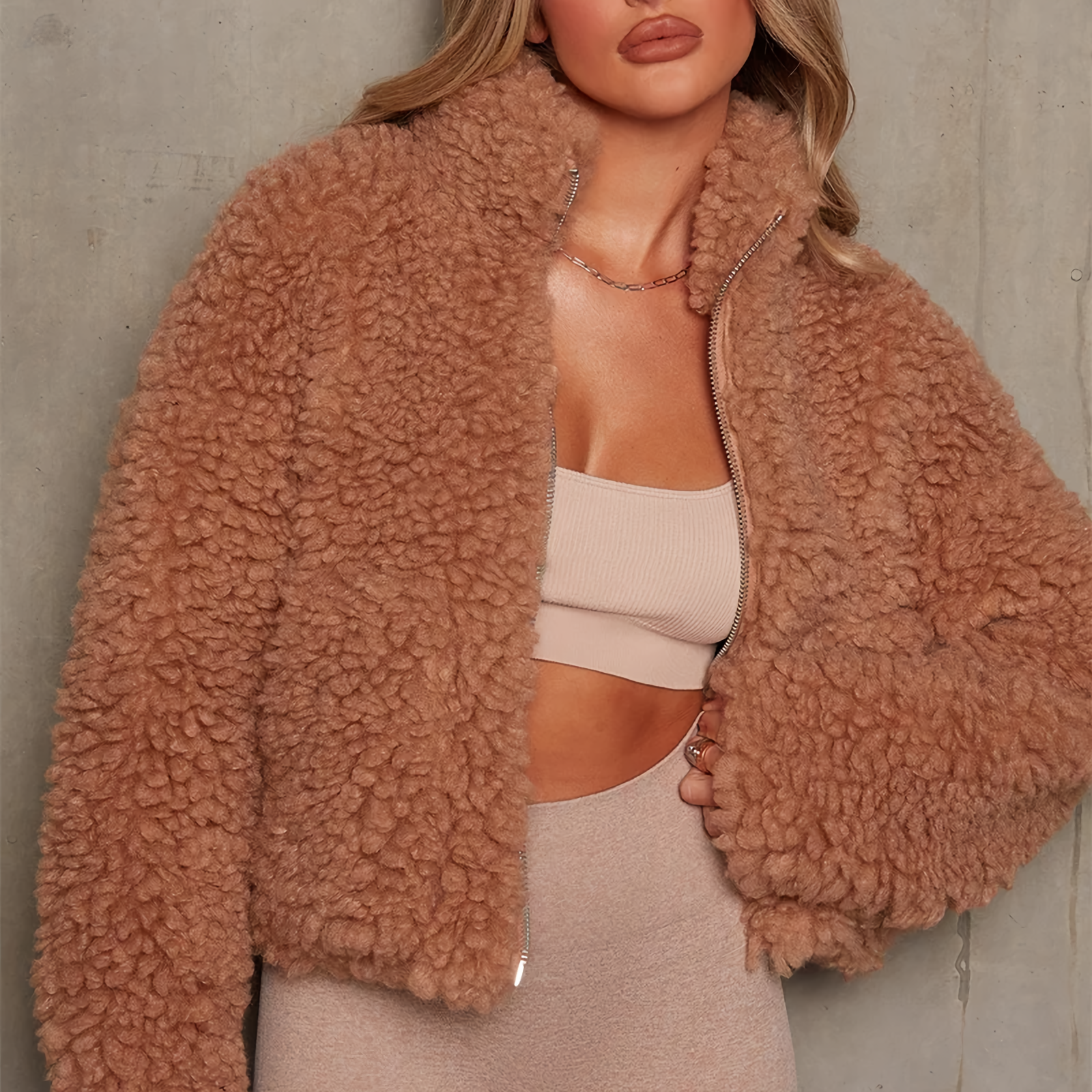 Fashionable plush jacket - Amiyah