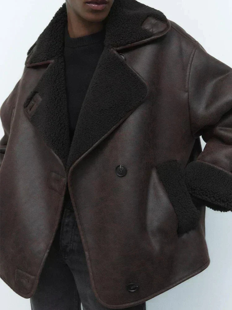 Vintage-style leather jacket - Camilla