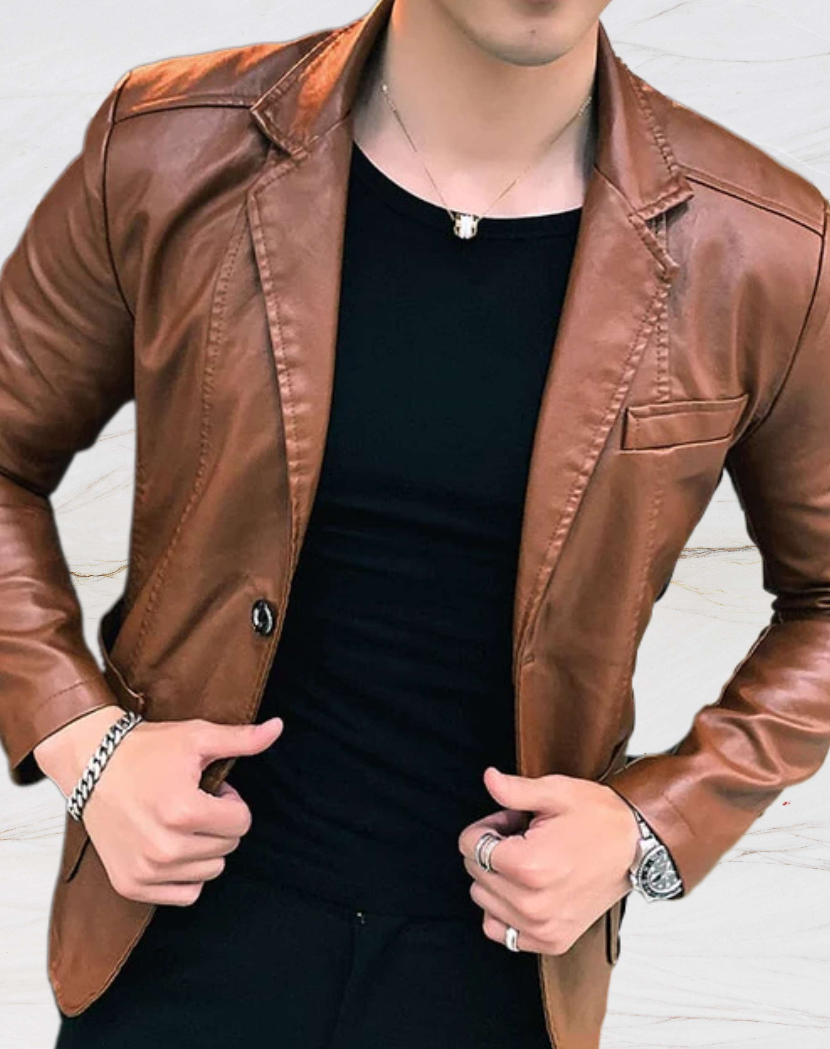 Elegant slim fit leather jacket - Zayn