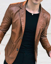 Elegant slim fit leather jacket - Zayn