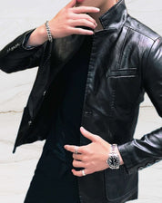 Elegant slim fit leather jacket - Zayn