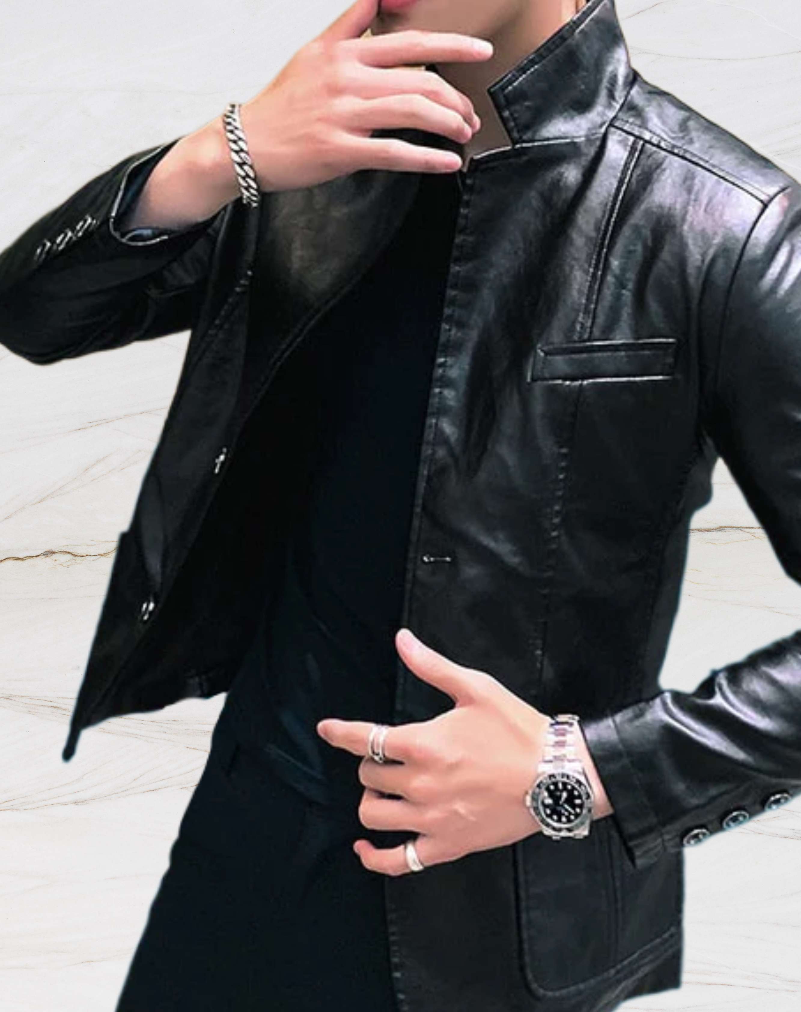 Elegant slim fit leather jacket - Zayn